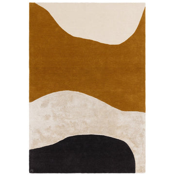 Matrix MAX104 Signature Modern Abstract Hand-Woven High-Density Soft Textured Shimmer Wool & Viscose Blend Rich Ochre/Off White/Warm Beige/Deep Charcoal Rug-Asiatic Carpets-Rug Love - The Most Loved Rug Store